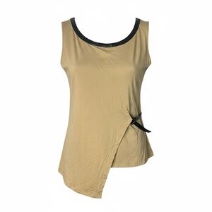 Ashley Stewart Tan Tank Top with Black Trim